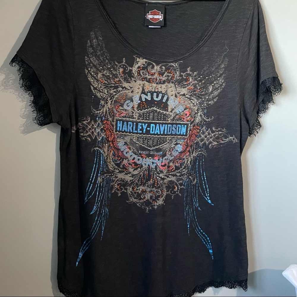 Genuine harley-Davidson lace bejewelled plus size 2xl t-shirt